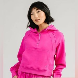 Zyia Hot Pink Retreat 1/4 Zip Hoodie Sweatshirt